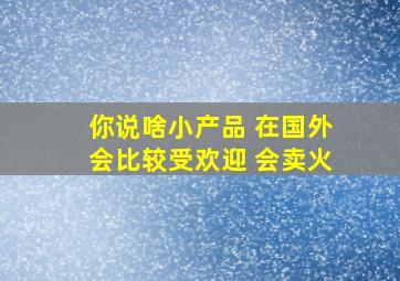 你说啥小产品 在国外会比较受欢迎 会卖火